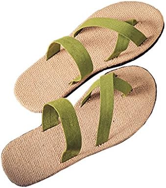 CAN THE NEW Unisex Natural Linen Soft rubber sole Toe Ring Sandal  (9 D (M) US, green)