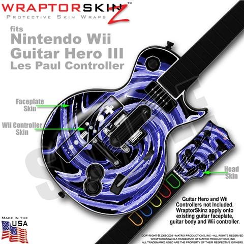Alecias Swirl 02 Blue Skin by WraptorSkinz TM fits Nintendo Wii Guitar Hero III (3) Les Paul Controller (GUITAR NOT INCLUDED)