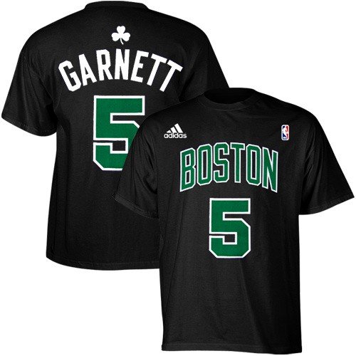 adidas Boston Celtics #5 Kevin Garnett Black Net Player T-shirt (X-Large)