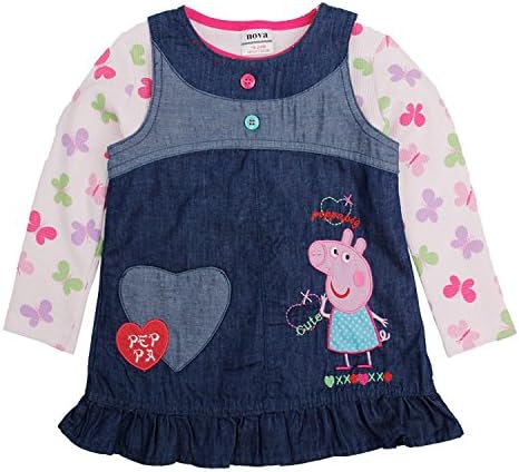 Girls Cartoon Butterfly Lovely Cotton Two-Piece Dress Long Sleeves 4-5Y