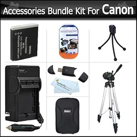 Accessories Bundle Kit For Canon PowerShot ELPH 500 HS, S95 Digital Camera Includes Extended (1200 maH) Replacement Canon NB-6L Battery + AC/DC Charger + 50 Inch Pro Tripod w/ Case + Hard Case + USB 2.0 Sd Reader + LCD Screen Protectors + More