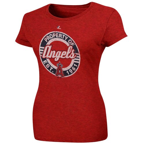 Majestic Los Angeles Angels of Anaheim Ladies Retroized Heathered T-Shirt - Red (Medium)
