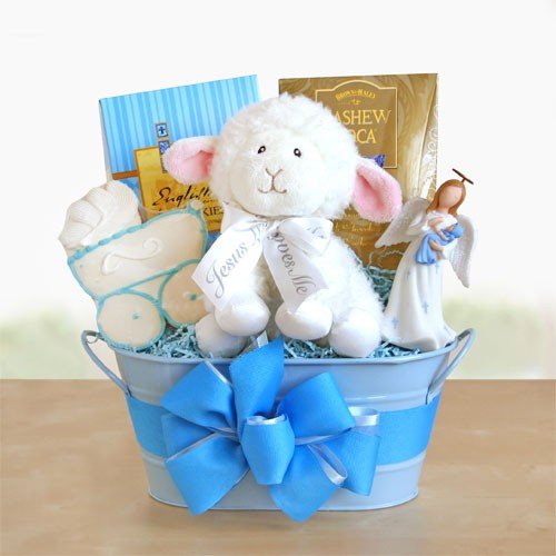 Joyous Day Baby Boy Christening Gift Basket