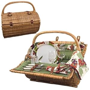 Barrel Deluxe Service For Two Willow Picnic Basket