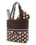 Belvah Large Quilted Polka Dot 3pc Diaper Bag (Black/ Multi)