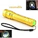 SKYWOLFEYE Zoomable 300LM Cree T6 LED Flashlight Torch Lamp 3 Modes Powerful Light 18650 (a Gold Flashlight + a 18650 Battery + a Charger)