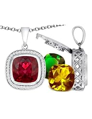 Switch-It Gems (tm) Interchangeable Pendant Set with 12 Cushion Cut 12mm Birthstones Included