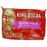 King Oscar Mediterranean Sardines,  3.75 Ounce Tins (Pack of 12)