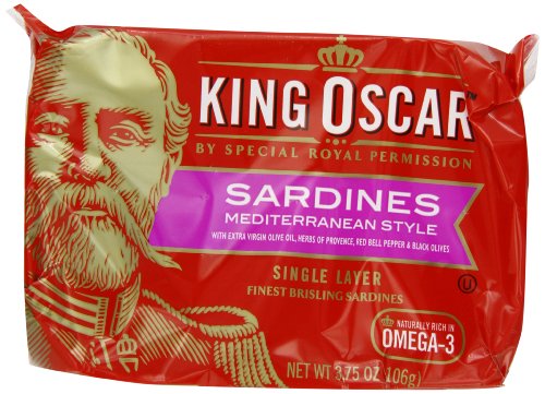 King Oscar Mediterranean Sardines,  3.75 Ounce Tins (Pack of 12)