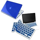 Clear Dark Blue Hard Shell Case Compatible With 13-Inch Macbookฎ Pro, W/ Free Dark Blue Keyboard Skin
