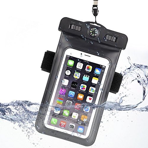 Waterproof Case Bag, Minco Pouch with Armband Cell Phone Dry Bag Cover Universal Attach to the Compass Outdoor for iPhone 6S Plus, Samsung Galaxy S7, LG G5 and other Phones Below 5.5 inches (Black)