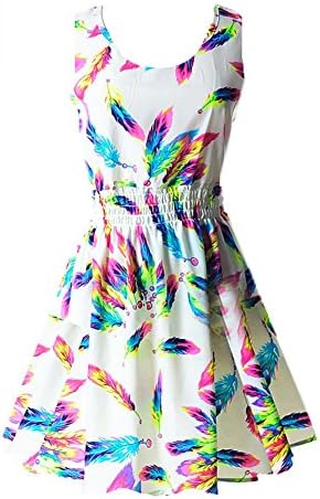 Women Chiffon Floral Mini Dress Sleeveless Beach Party Cocktail Sundress