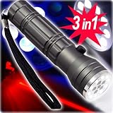 15 LED 3 Modes UV Flashlight Lamp Torch Handtorch w/ Carring Case