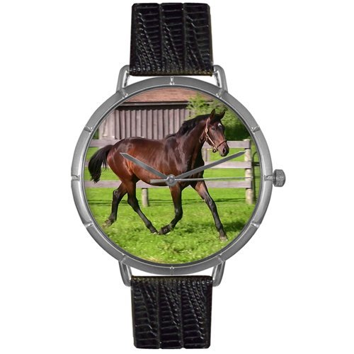Whimsical Watches Women's T0110027 Hanoverian Horse Black Leather And Silvertone Photo Watch