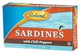 Roland Spiced Sardines With Chili Peppers, 4.375-Ounce Tins (Pack of 20)