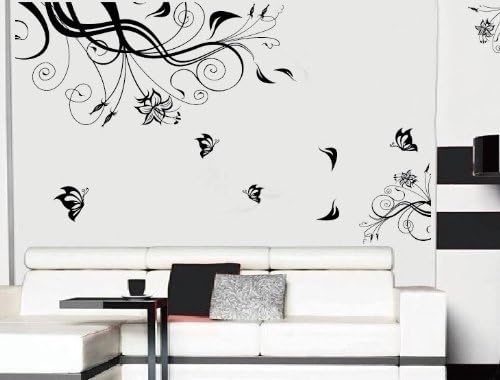 Free Will Large Black Tree Flower Vine Blossom Home Art Vinyl Wall Sticker