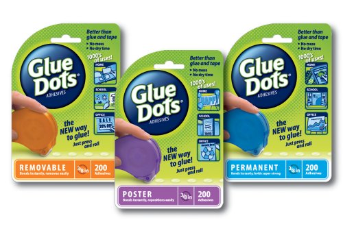 Glue Dots Office/Home Variety Pack Contains Permanent, Removable and Poster Dot 'n Go Applicators (85111)