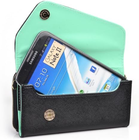 Kroo Urban Universal Wallet with Shoulder Chain Strap fits Allview P6 Quad Plus (Black - Mint Green)