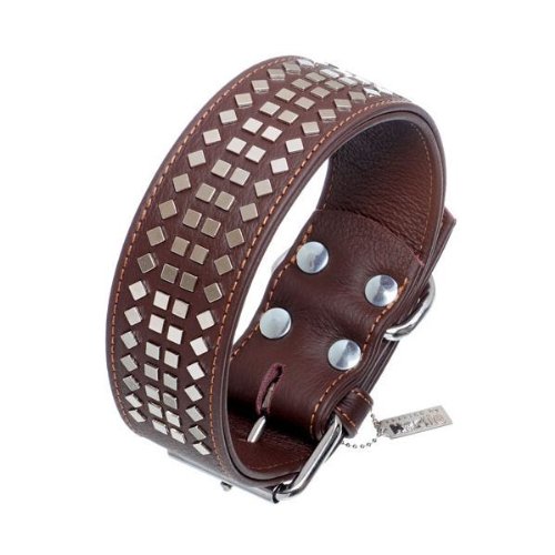 Karlie 25116 Vintage Halsband braun, 50 mm 50 cm mit Motiv 4 Eck Nieten