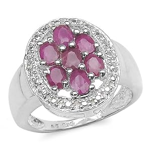 1.75 Carat Genuine Ruby Silver Rhodium Ring by