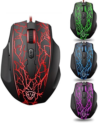 Gaming Mouse, InRich Ergonomic USB Wired Gaming Mouse for PC, 6 Programmable Buttons, Up to 4000 DPI, Tracking Speed Adjustment, Omron Micro Switches