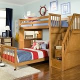 School House Stair Loft Bed in Pecan