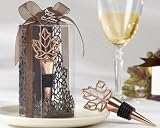 Lustrous Leaf Copper-Finish Bottle Stopper in Laser-Cut Leaf Gift Box - Baby Shower Gifts & Wedding Favors (Set of 48)