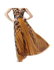V-neck Summer Chiffon/Spandex Halter Leopard Print  Dress