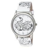 Alice in Wonderland Women's AL1009 Cheshire Cat White Dial Leather Strap Watch