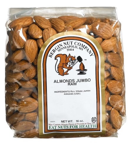 Bergin Nut Company Almonds Jumbo Raw, 16-Ounce Bags (Pack of 2) by Bergin Nut Company