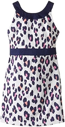 kc parker Big Girls' Stretch Sateen Dress, White/Multi Print, 16