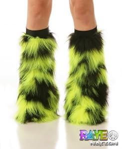 Selena Furry Leg Warmers with Black Kneebands - Rave Costume Fluffies