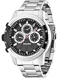 Police Kicker Men's Quartz Watch with Black Dial Chronograph Display and Silver Stainless Steel Bracelet 14381JSTB/02M