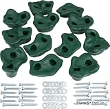 Textured Rock Holds Set of 12, Green