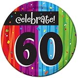 Creative Converting Milestone Celebrations Round Dessert Plates, 8-Count, Celebrate 60