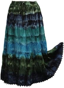 Beautiful BOMBAYFASHIONS Full/Ankle Length LINED Tie-Dye SOLID Bohemian Gypsy Lightweight Skirt
