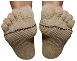 ToeSox Yoga / Pilates Organic Cotton Toe Socks (Small, Tan)