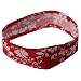 Pleated Fabric Print Hat Band - N Hawaiian Flower Red W12S19D photo
