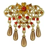 Gold Plated Filigree Flower Pin Brooch