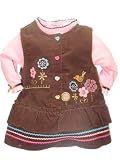 2pc Pink & Brown Corduroy Jumper Outfit by Baby Essentials