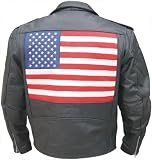 Men's Basic Motorcycle Jacket w/ USA Flag on the back, Zippered Sleeves Many Pockets and Airvents