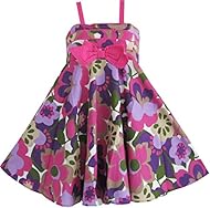 Girls Summer 2015 Floral Print Cotton   Dress With a Bow(s)