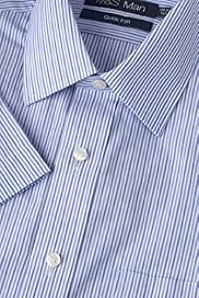 Cotton Rich Quick Iron Short Sleeve Bengal Striped Shirt