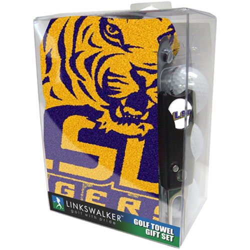Louisiana State Fightin Tigers Ncaa Jacquard Golf Towel Gift Pack W/ Balls Repair Tool Marker