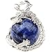 1 PCS Natural 15mm Crystal Gemstone Ball Pendant Wrapped Silver Alloy Dragon for Women Charm Jewelry Necklace (Sodalite)