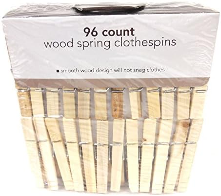 Wood Spring Clothespins - 96 Count Traditional Wooden Clothes Pins 3.25" Length (1 Pack)