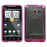 MyBat HTC EVO 4G Gummy Cover - Transparent Clear Cube/Solid Hot Pink