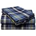 Pinzon 160-Gram Yarn-Dyed Flannel Full Sheet Set, Blue Plaid