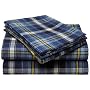 Pinzon 160-Gram Yarn-Dyed Flannel Full Sheet Set, Blue Plaid