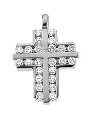 14K White Gold Diamond Cross Pendant - 0.75 Ct. -- LIFETIME WARRANTY